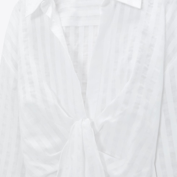ZARA Draped Tied Shirt - Picture 2 of 7